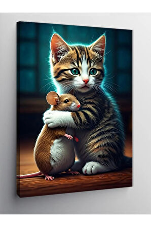 Kanvas Tablo Patilerini Birleştirmiş Kedi
