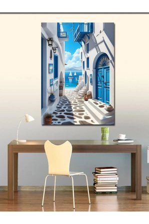 Kanvas Tablo Beyaz Yunan Sokakları
