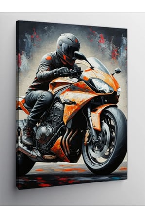Kanvas Tablo Hızlı Motosikletçi