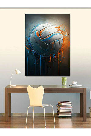 Kanvas Tablo Alevli Valeybol Topu