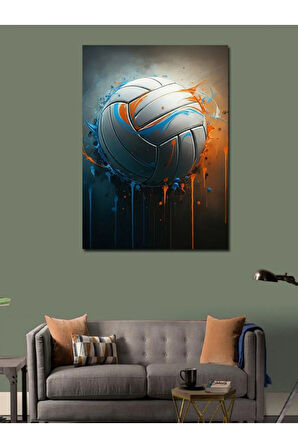 Kanvas Tablo Alevli Valeybol Topu