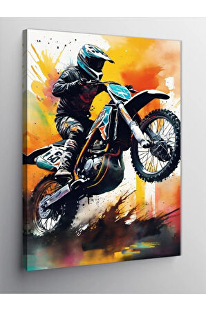Kanvas Tablo Cross Motosiklet Yarışçısı