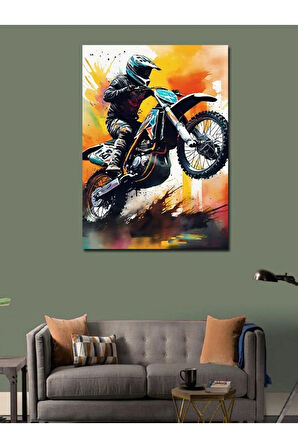 Kanvas Tablo Cross Motosiklet Yarışçısı