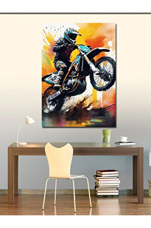 Kanvas Tablo Cross Motosiklet Yarışçısı