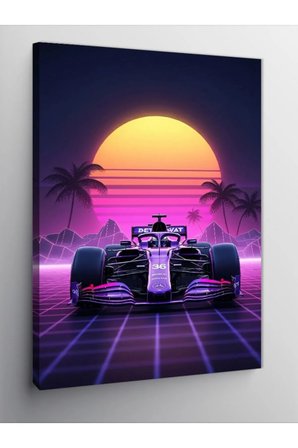 Kanvas Tablo Neon Formula 1 Aracı
