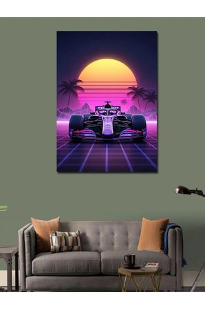 Kanvas Tablo Neon Formula 1 Aracı