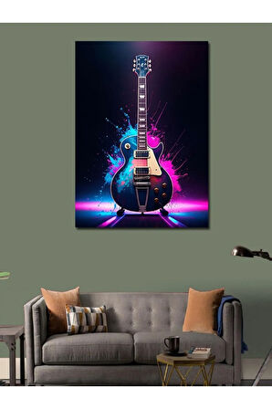 Kanvas Tablo Neon Gitar
