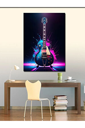 Kanvas Tablo Neon Gitar