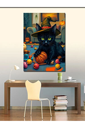 Kanvas Tablo Cadı Kedisi