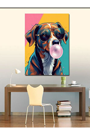 Kanvas Tablo Sakız Çiğneyen Köpek