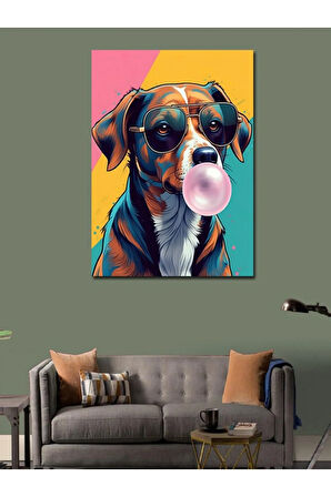 Kanvas Tablo Sakız Çiğneyen Köpek