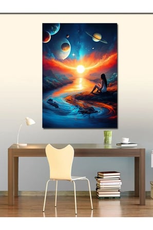 Kanvas Tablo Gezegenler Manzarasında Meditasyon