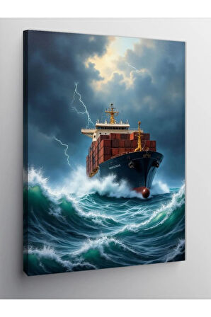 Kanvas Tablo Fırtınada Yük Gemisi