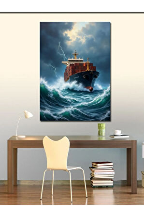Kanvas Tablo Fırtınada Yük Gemisi