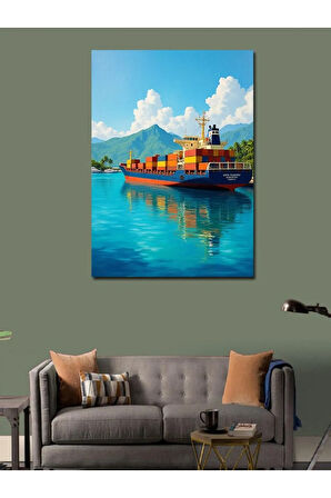 Kanvas Tablo Deniz Üzerinde Yük Gemisi