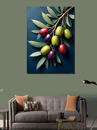 Kanvas Tablo Taze Zeytin Dalları