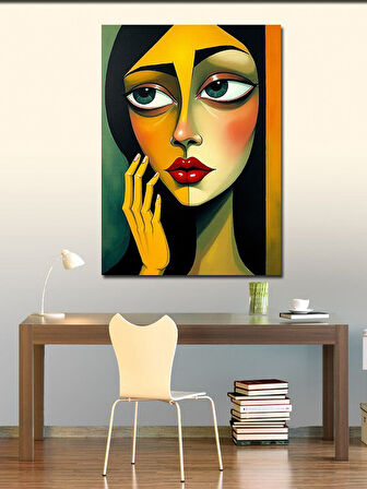 Kanvas Tablo Soyut Sarı Yüz