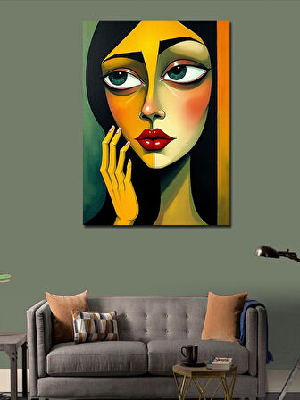 Kanvas Tablo Soyut Sarı Yüz