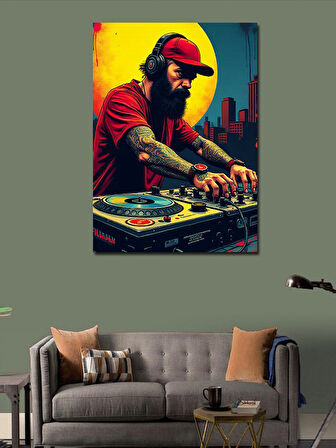 Kanvas Tablo Dj Ve Kırmızı Şapka