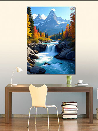 Kanvas Tablo Şelale Manzaralı Orman