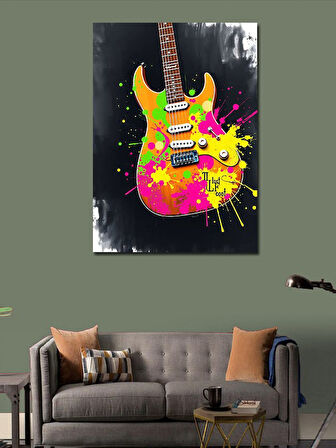 Kanvas Tablo Renk Sıçramalı Gitar