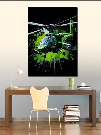 Kanvas Tablo Yeşil Askeri Helikopter