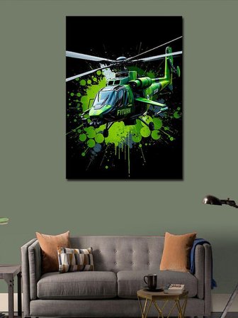 Kanvas Tablo Yeşil Askeri Helikopter