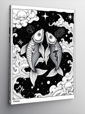 Kanvas Tablo Soyut Balık Çizimi