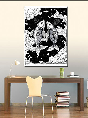 Kanvas Tablo Soyut Balık Çizimi