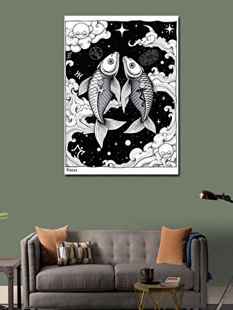 Kanvas Tablo Soyut Balık Çizimi