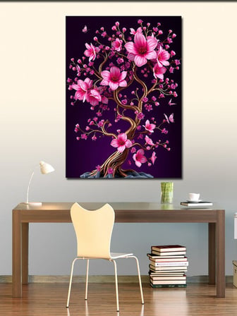 Kanvas Tablo Pembe Çiçek Ağacı