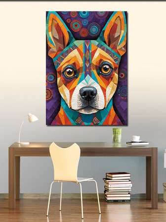 Kanvas Tablo Geometrik Köpek Portresi