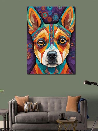 Kanvas Tablo Geometrik Köpek Portresi