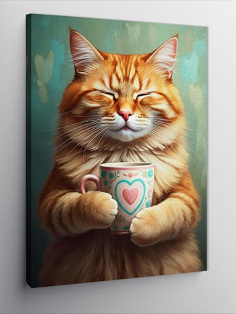 Kanvas Tablo Kupa Tutan Kedi