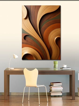 Kanvas Tablo Ahşap Spiral Desen