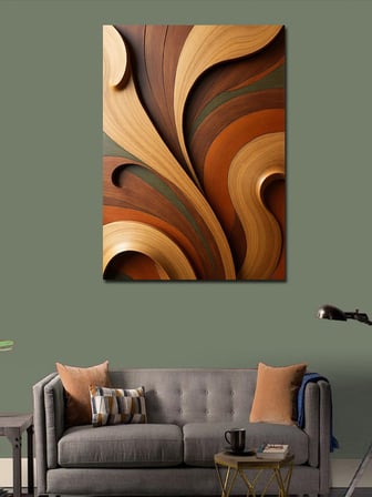 Kanvas Tablo Ahşap Spiral Desen
