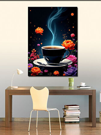 Kanvas Tablo Çay Fincanı Ve Buhar
