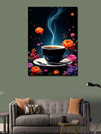 Kanvas Tablo Çay Fincanı Ve Buhar
