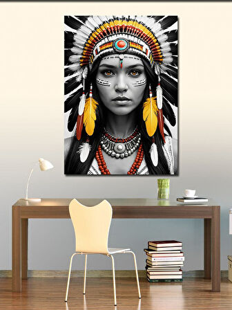 Kanvas Tablo Yerel Savaşçı Kadın Portresi