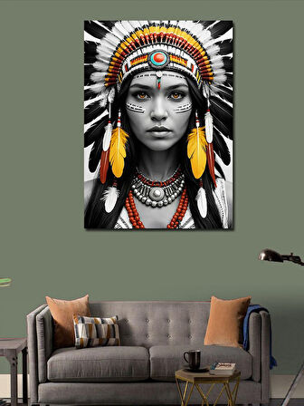 Kanvas Tablo Yerel Savaşçı Kadın Portresi
