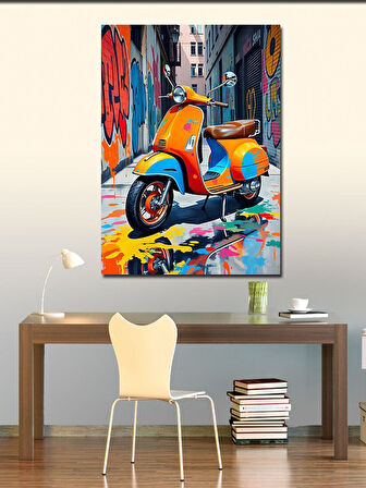 Kanvas Tablo Renkli Vespa Yolu