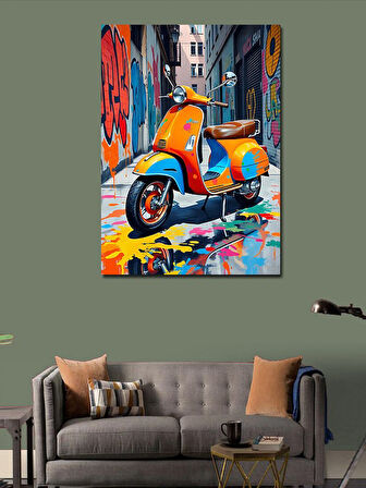 Kanvas Tablo Renkli Vespa Yolu