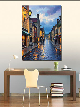 Kanvas Tablo Yağmurlu Taş Sokak