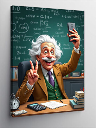 Kanvas Tablo Albert Einstein Çizgi Karakter