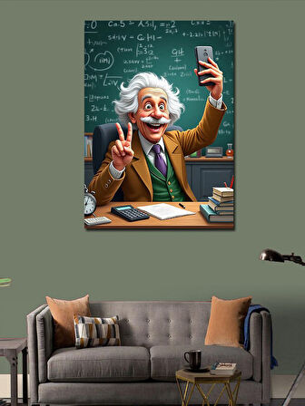 Kanvas Tablo Albert Einstein Çizgi Karakter