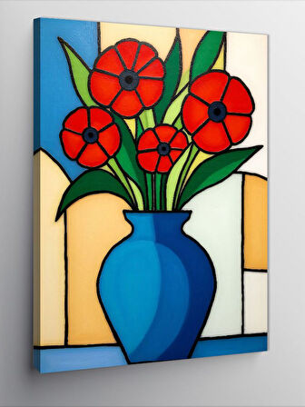 Kanvas Tablo Soyut Vazoda Çiçek