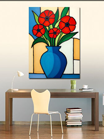 Kanvas Tablo Soyut Vazoda Çiçek