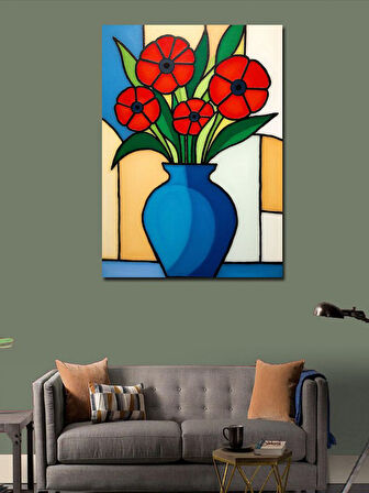 Kanvas Tablo Soyut Vazoda Çiçek