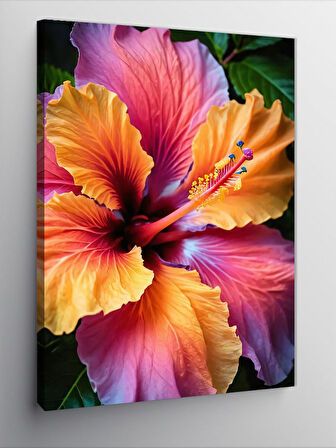 Kanvas Tablo Canlı Hibiskus Çiçek Sanatı