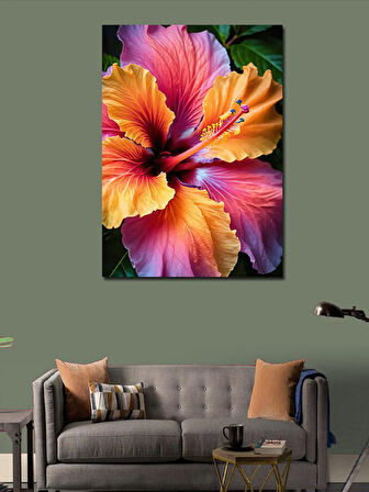 Kanvas Tablo Canlı Hibiskus Çiçek Sanatı